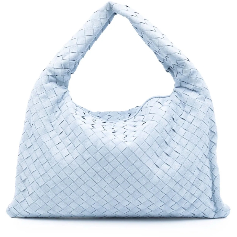 Bottega Veneta Schultertasche Small Suede Intrecciato Hop Hobo blau