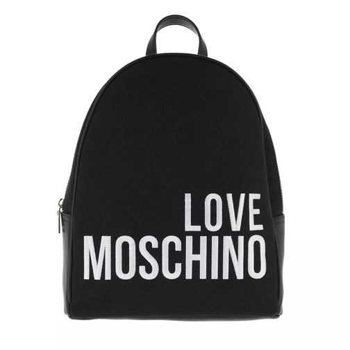 Love Moschino Canvas Embroidery Backpack Black Rugzak