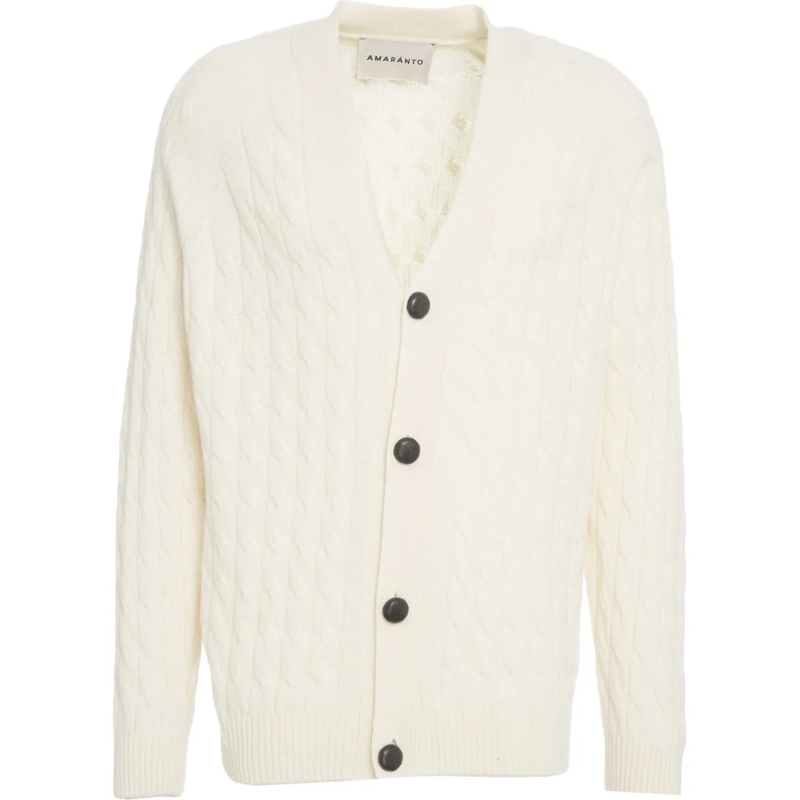 Amaranto Weste Cardigan with cable knit pattern weiß