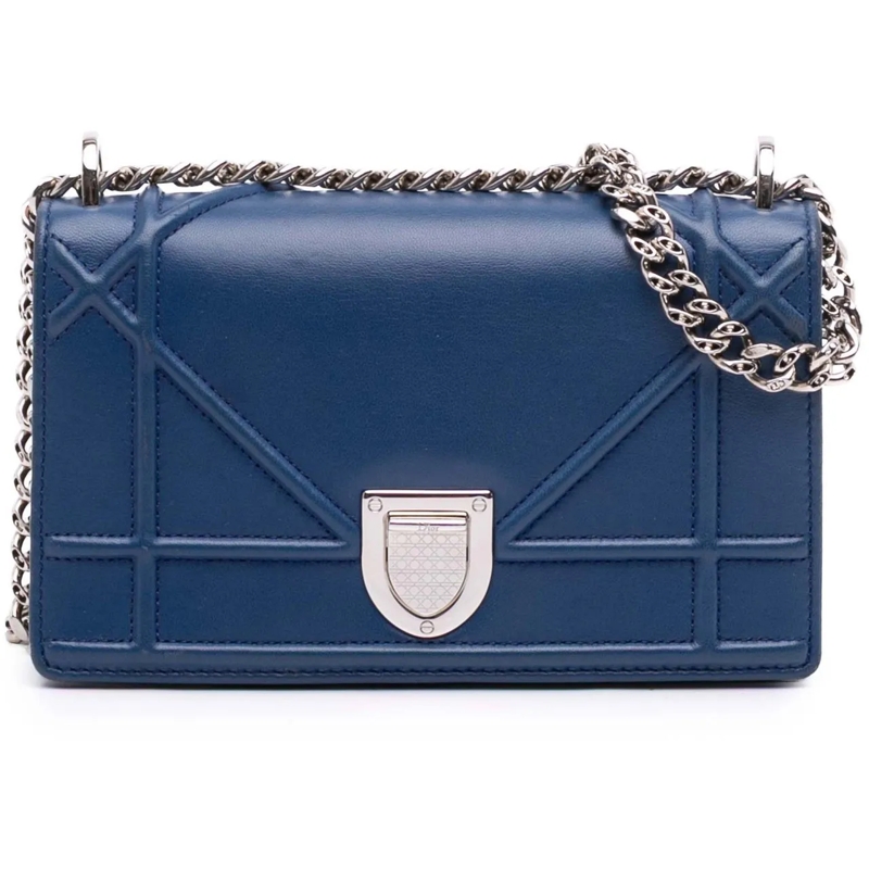 Christian Dior Schultertasche Mini Lambskin Diorama Flap blau