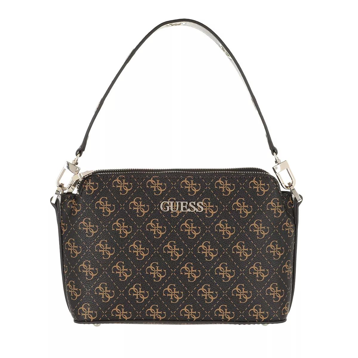 Guess Washington Dbl Zip Crossbody Brown Multi Crossbodytas