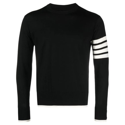 Thom Browne Pull Sweater With 4 Stripe Detail Black