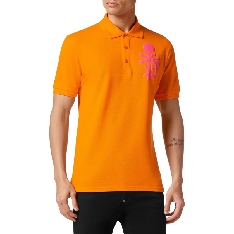 Philipp Plein Top Poloshirt Skull&Bones orange(Image 4)
