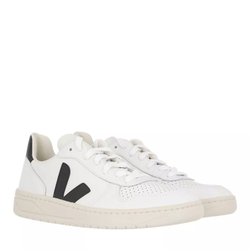 Veja V-10 Leather  Extra-White Black Low-Top Sneaker
