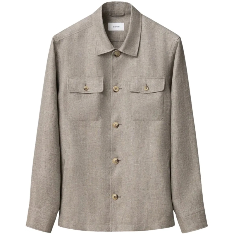 Eton Weste Eton Four Pocket Linen Lyocell Shirt Jacket Oversh beige