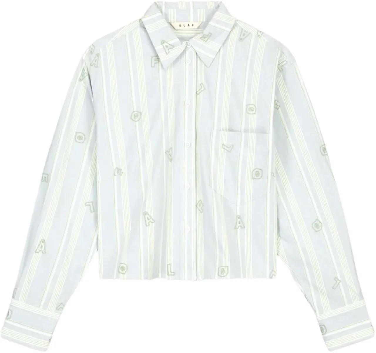 Thumbnail - ØLÅF - ol�f Embro Logo Stripe Cropped Shirt Ls Blouses - Größe XS - grün