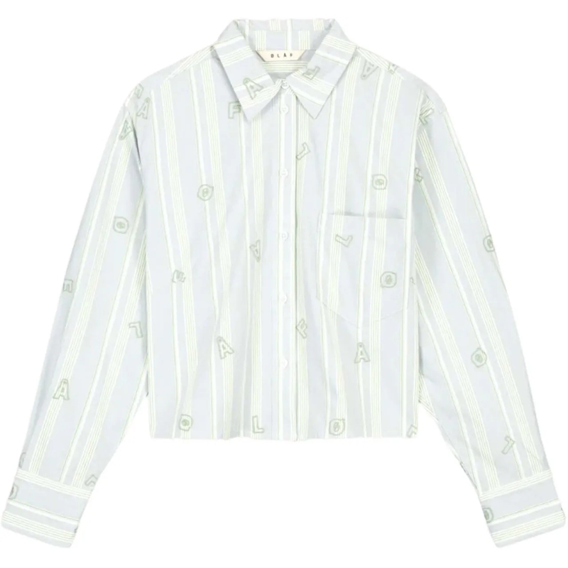 ØLÅF Bluse olaf Embro Logo Stripe Cropped Shirt Ls Blouses Gr grün