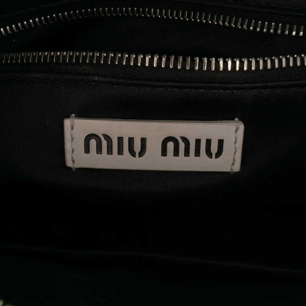 Thumbnail - Miu Miu Hobo Bags - Wicker Trimmed Leather Top Handle Bag - Gr. unisize - in Weiß - für Damen
