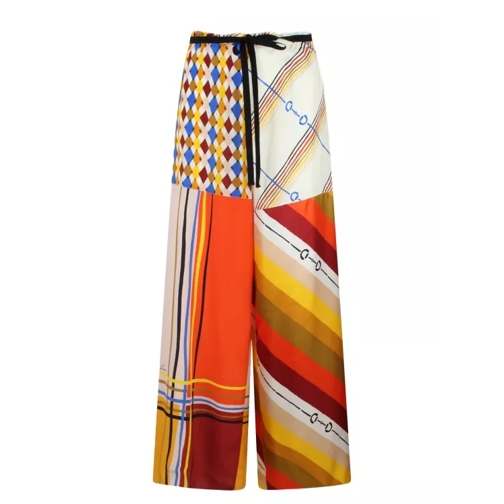 Gucci Heritage Patchwork Print Silk Trousers Multicolor 