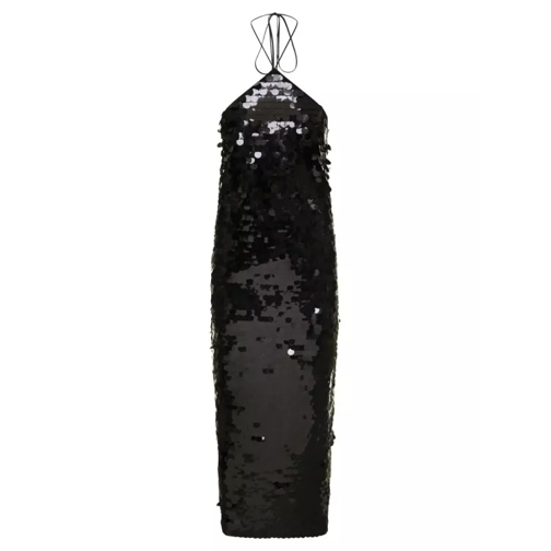 Rotate Nunni' Black Halterneck Midi Dress With Sequins Black 