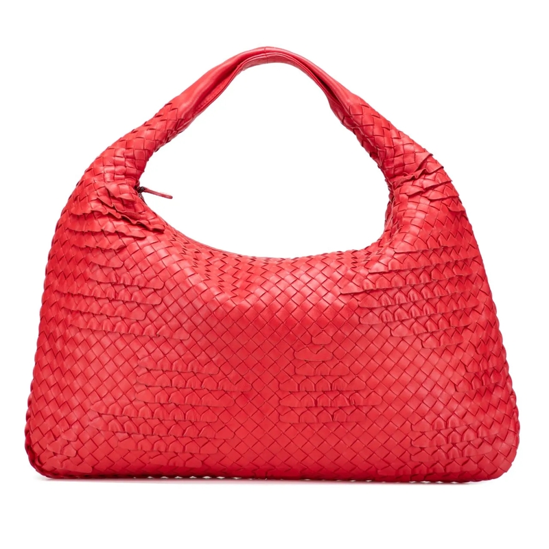 Bottega Veneta Sac à bandoulière Medium Nappa Intrecciato Ruffle Veneta Hobo rot
