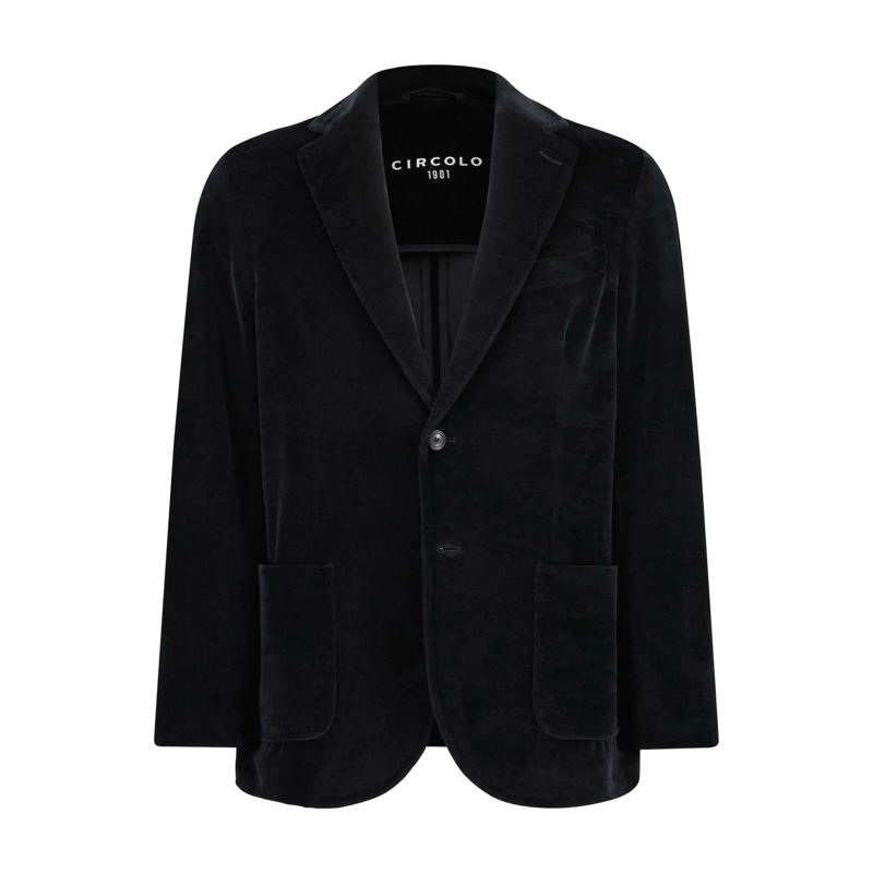 CIRCOLO 1901 Anzugjacke Sakko aus Baumwoll-Velours Schwarz