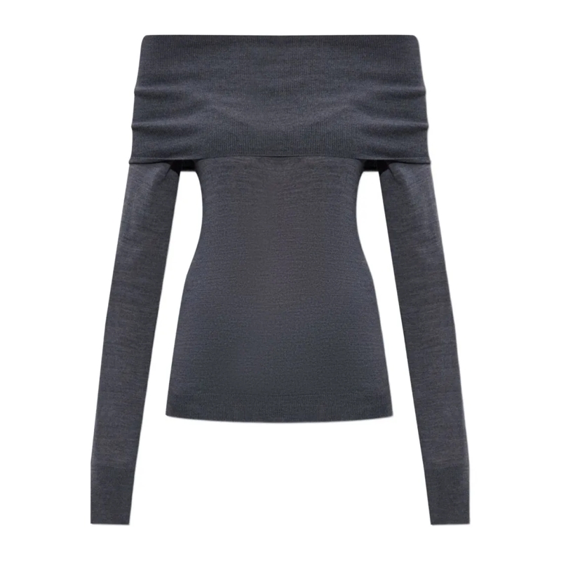 Stella McCartney Trui Gray Bardot Neckline Sweater Grey