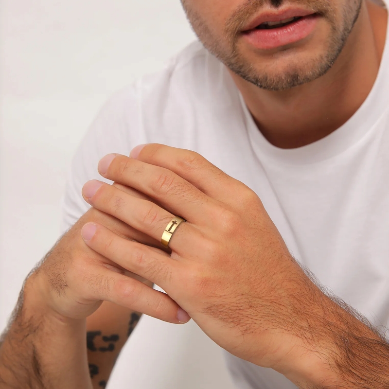 Kuzzoi Ring Ring Kreuz Cut Out Unisex 375 Gelbgold gold(Image 4)