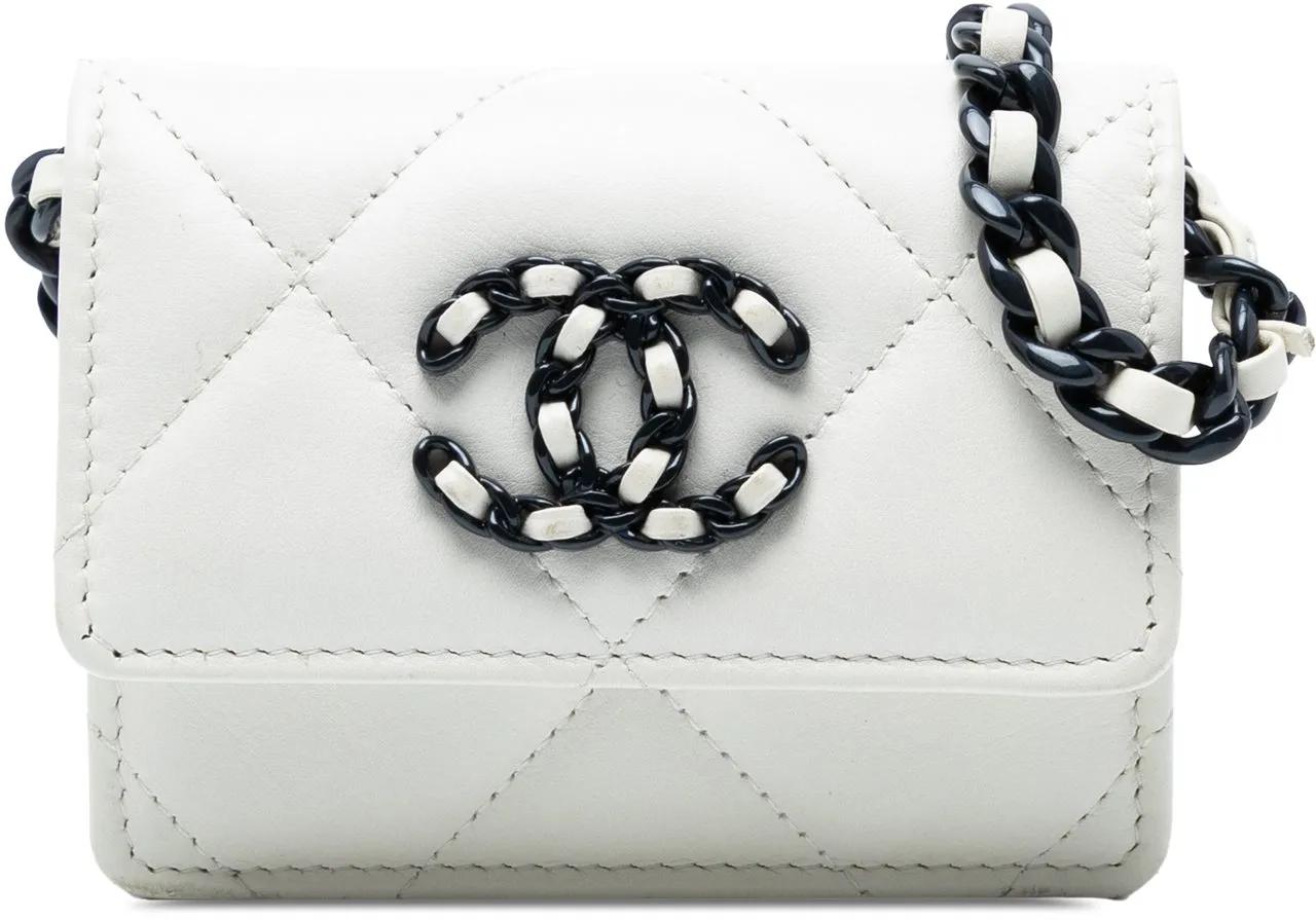 Chanel Hobo Bags - Lambskin 19 Flap Coin Purse With Chain - Gr. unisize - in Weiß - für Damen