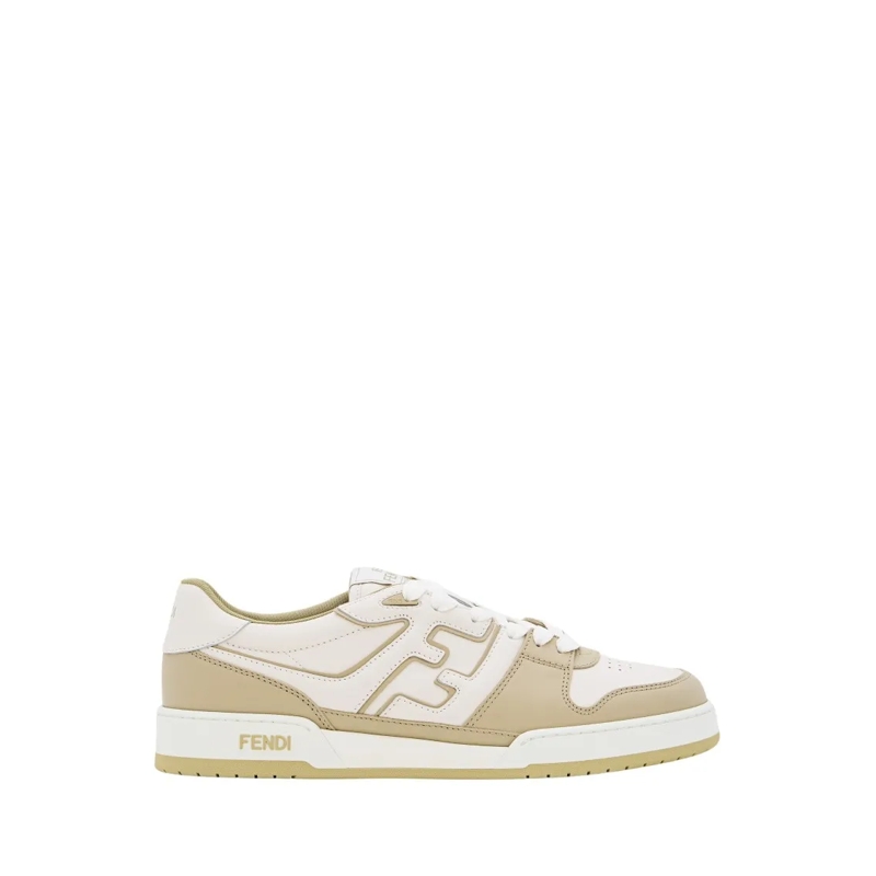 Fendi Lage-top sneaker Calf Leather Sneakers With Side Logo And Rubber So White