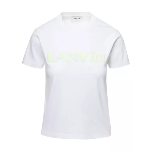 Lanvin White Classic Fit T-Shirt With Printed Logo In Cot White 
