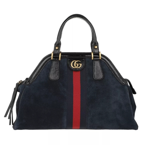 Gucci ReBelle Top Handle Medium Suede Blue Rymlig shoppingväska