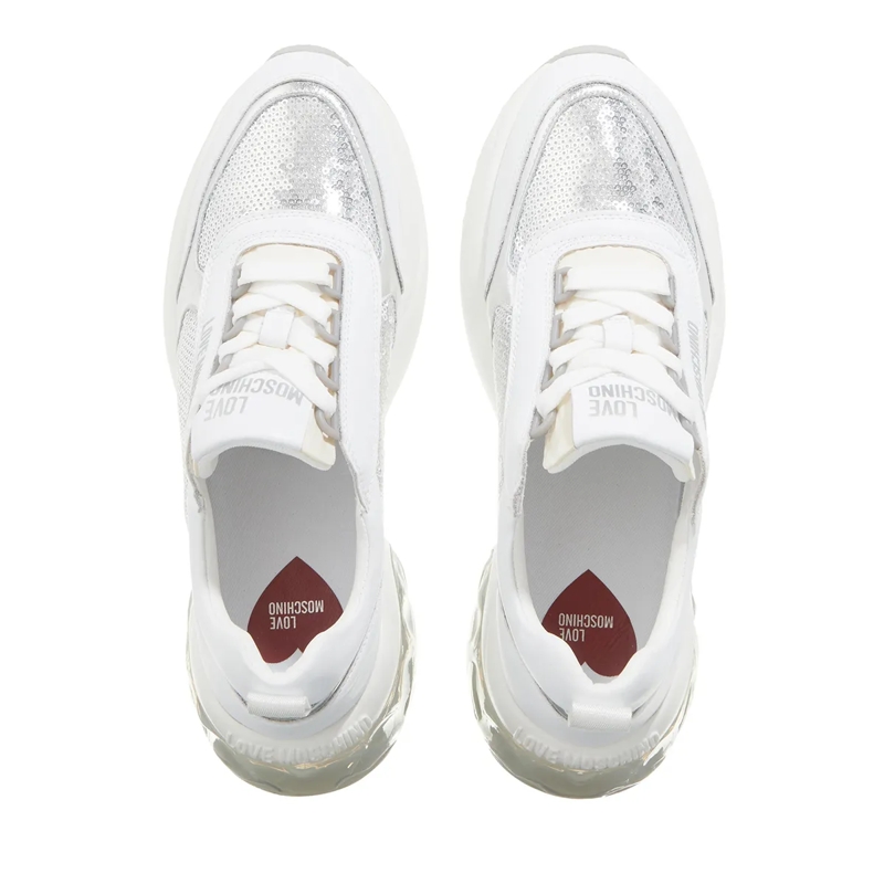 Love Moschino Lage-top sneaker Crystal Love Sneakers Donna Argento+Bianco+Argento+Bianco(Image 4)