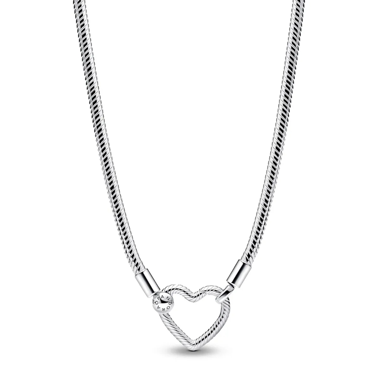 Pandora Collier moyen Heart Closure Snake Chain Necklace Silver