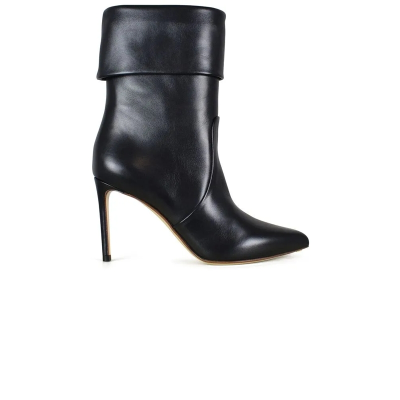 FRANCESCO RUSSO Stiefel Pointed Toe Stiletto Ankle Boots In Smooth Lamb Le Black