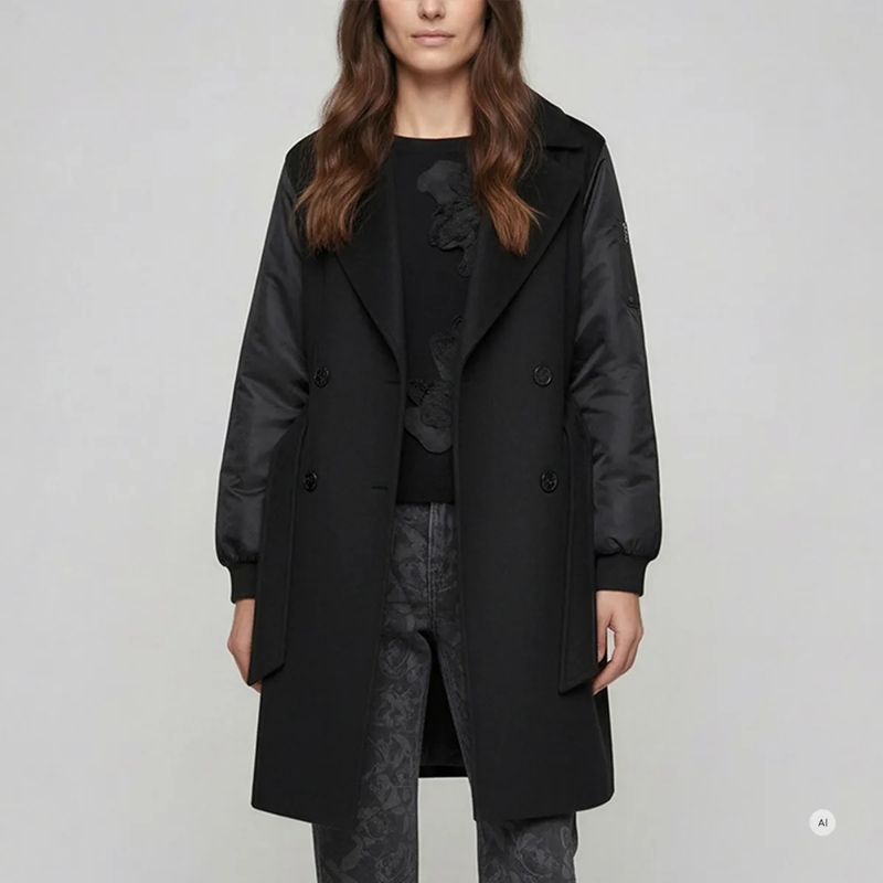 Marc Aurel Übergangsjacke Diese Doppelreiher Caban Outdoorjacke aus einem Ma schwarz(Image 3)