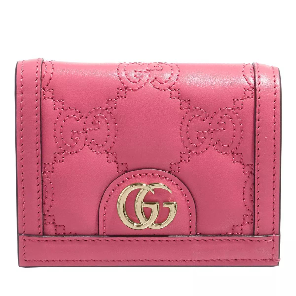 Gucci GG Matel Leather Card Case Rhodamine Pink BiFold Portemonnaie