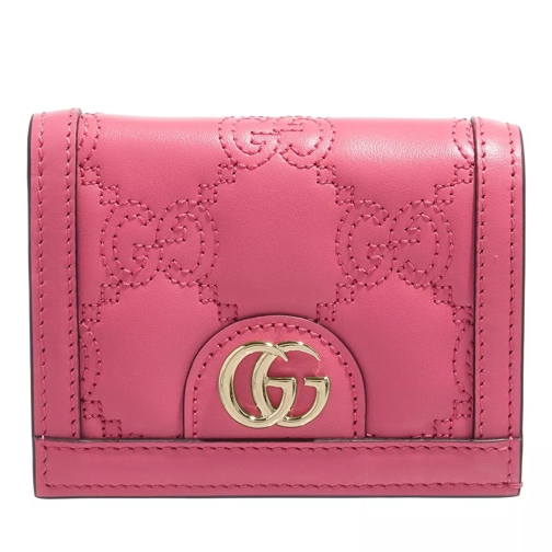 Gucci GG Matel Leather Card Case Rhodamine Pink Tvåveckad plånbok