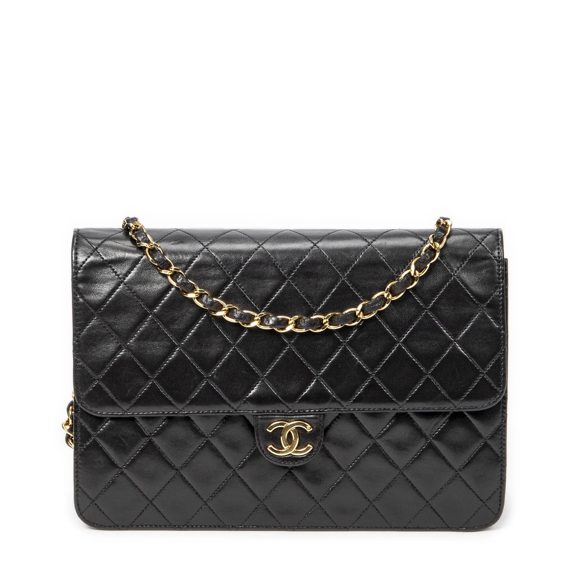 Chanel Crossbody Bags - Vintage Push Lock Straight Flap - Gr. unisize - in Schwarz - für Damen