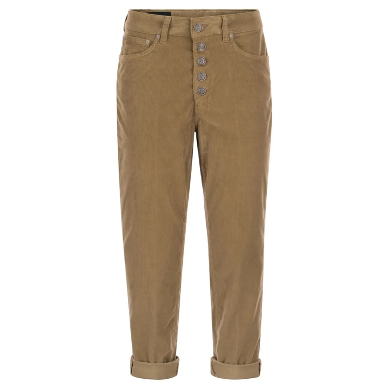 Dondup Jeans Koons - Multi-Striped Velvet Trousers Brown