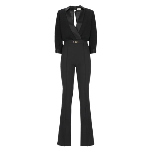 Elisabetta Franchi Viscose And Silk Jumpsuit Black Jumpsuits