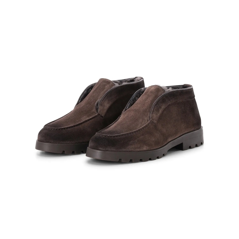 Santoni Bottines Desert Boots mit Lammpelz Dunkelbraun