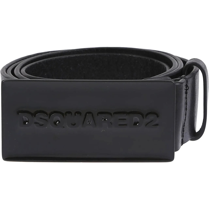 Dsquared2 Ceinture en cuir Logo Plaque Belt Black schwarz