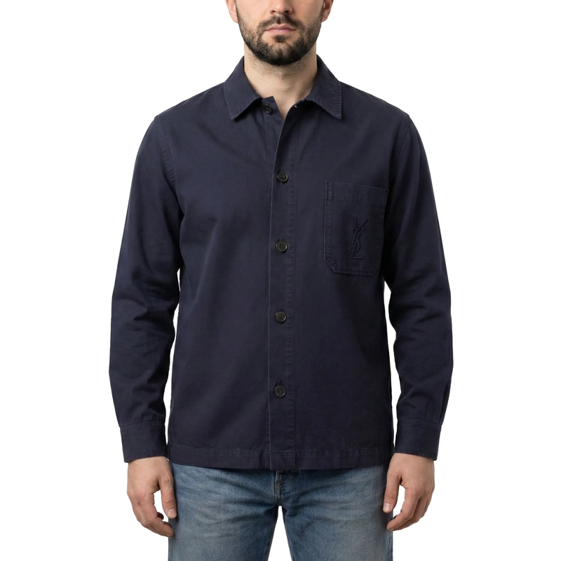 Saint Laurent Hemd Hemdjacke mit Logo blau(Image 7)