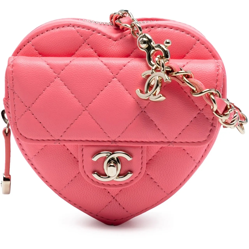 Chanel Sac à bandoulière Mini Lambskin CC in Love Heart Crossbody rose