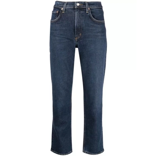Agolde Kye Straight-Leg Cropped Denim Jeans Blue 