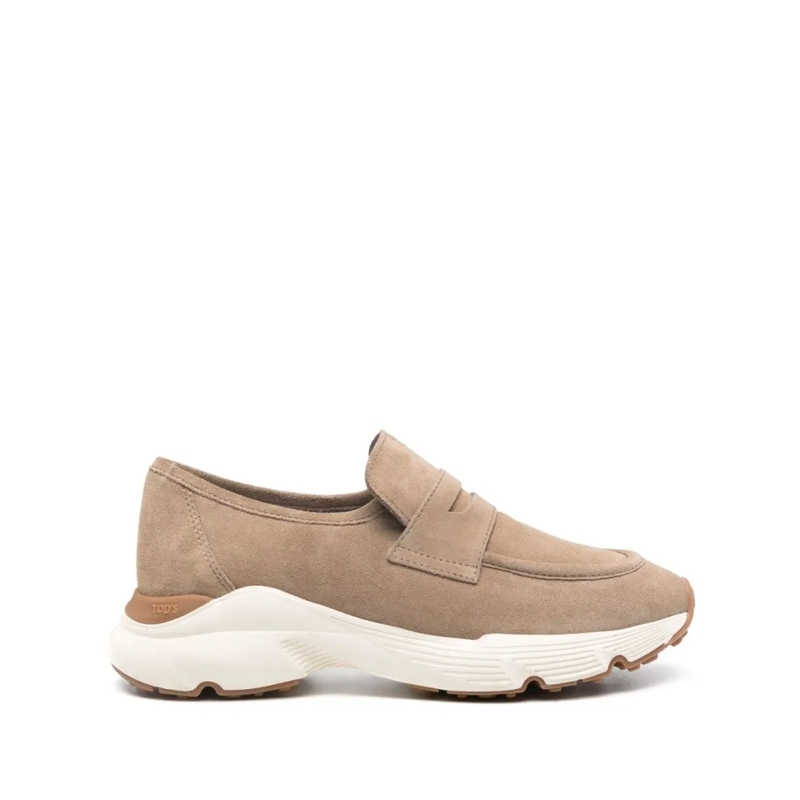 Tod's Low-Top-Sneaker Suede Calfskin Sneakers With Penny Strap Detail Neutrals