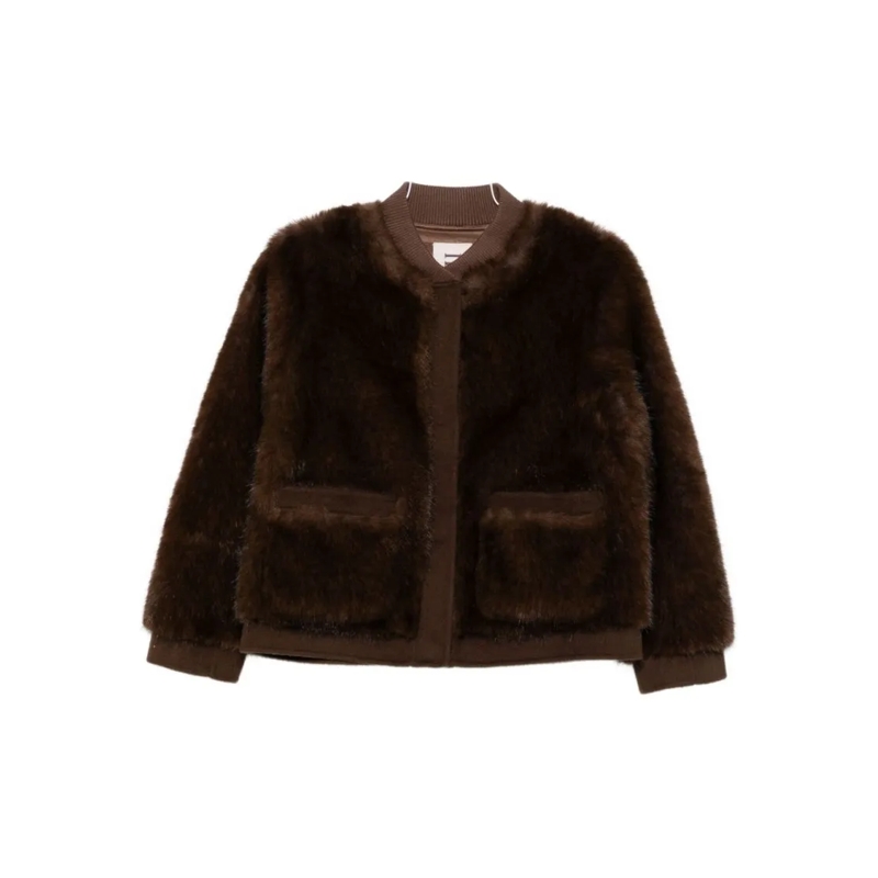 Valentini 1972  Boxy Brown Coat With Plush Texture Black