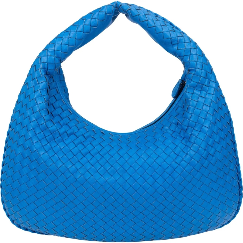 Bottega Veneta Tote Bottega Veneta Blue Intrecciato Leather Belly Hobo blau