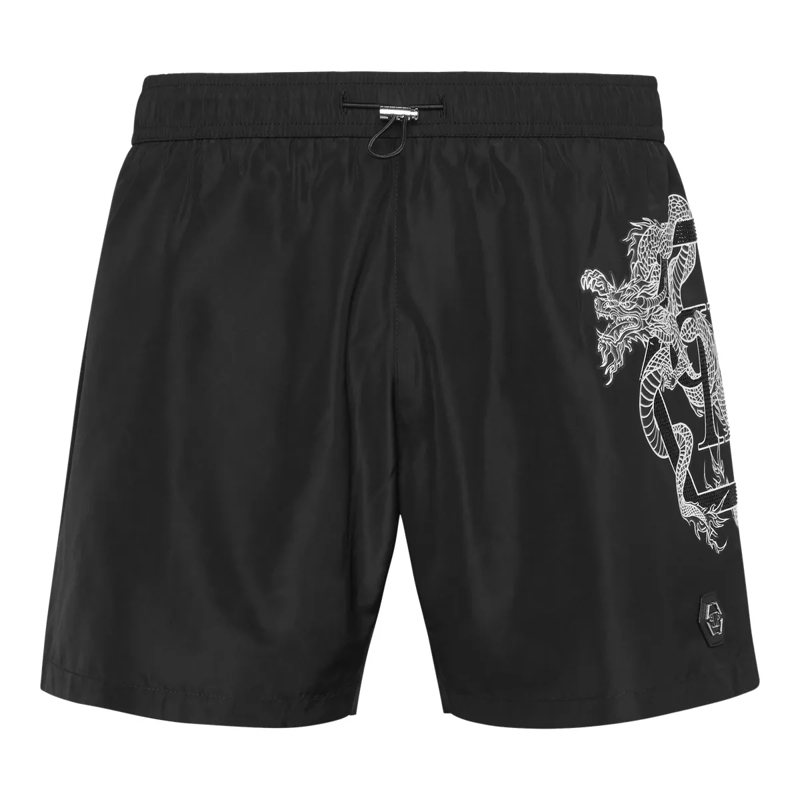 Philipp Plein Shorts Badehose Dragon schwarz
