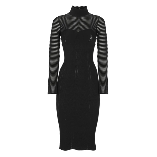 Elisabetta Franchi Midi Jurken Logoed Dress Black