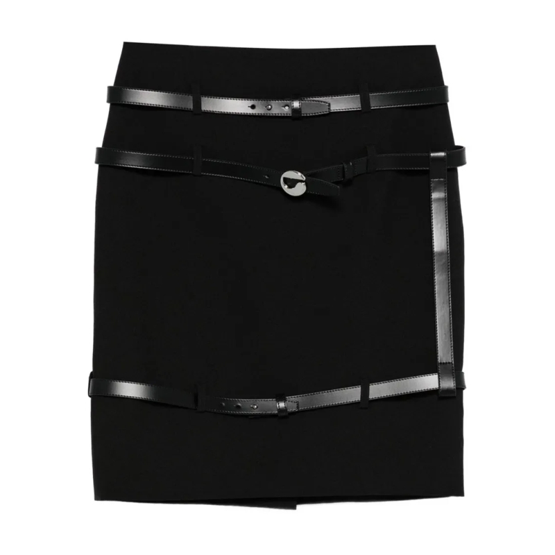 Coperni Minirock Fitted Black Mini Skirt With Multi-Belt Design Black