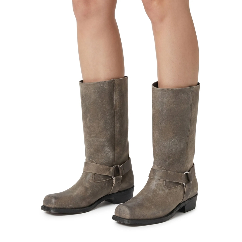Golden Goose Stiefel Bikerstiefel aus Veloursleder beige(Image 2)