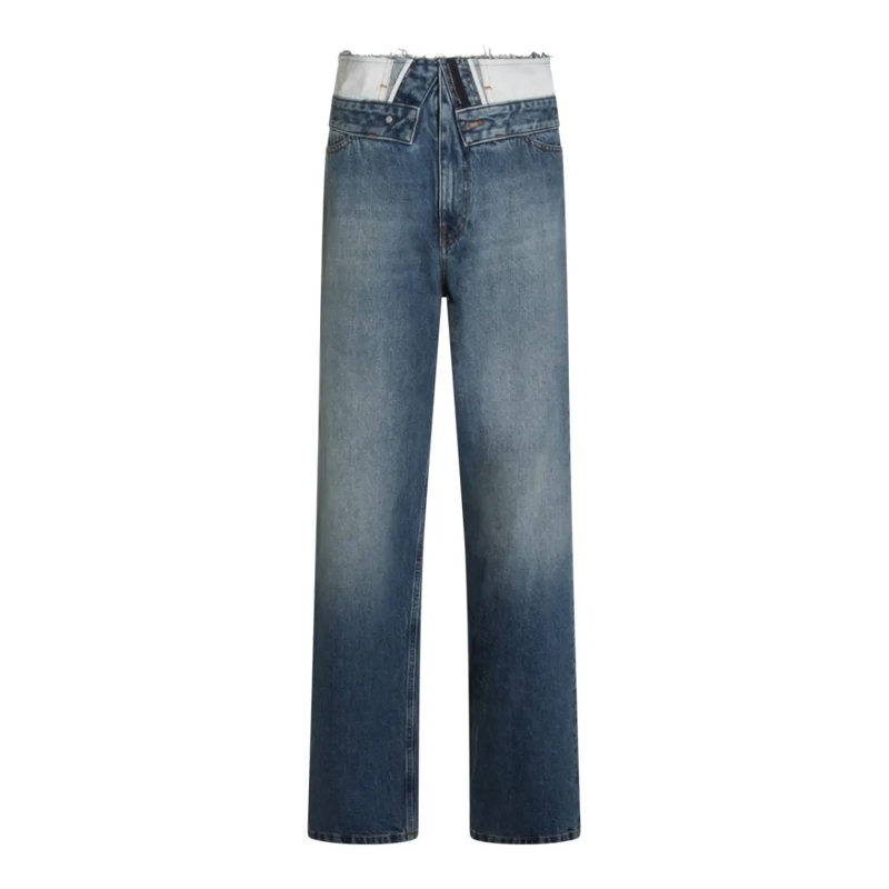 MM6 Maison Margiela Jeans Straight-Leg Jeans With Raw Frayed Waistband Black