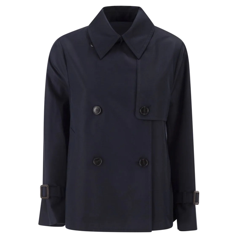 Max Mara Manteaux de tanche Wkdbiglia - Water-Repellent Gabardine Trench Coat Black