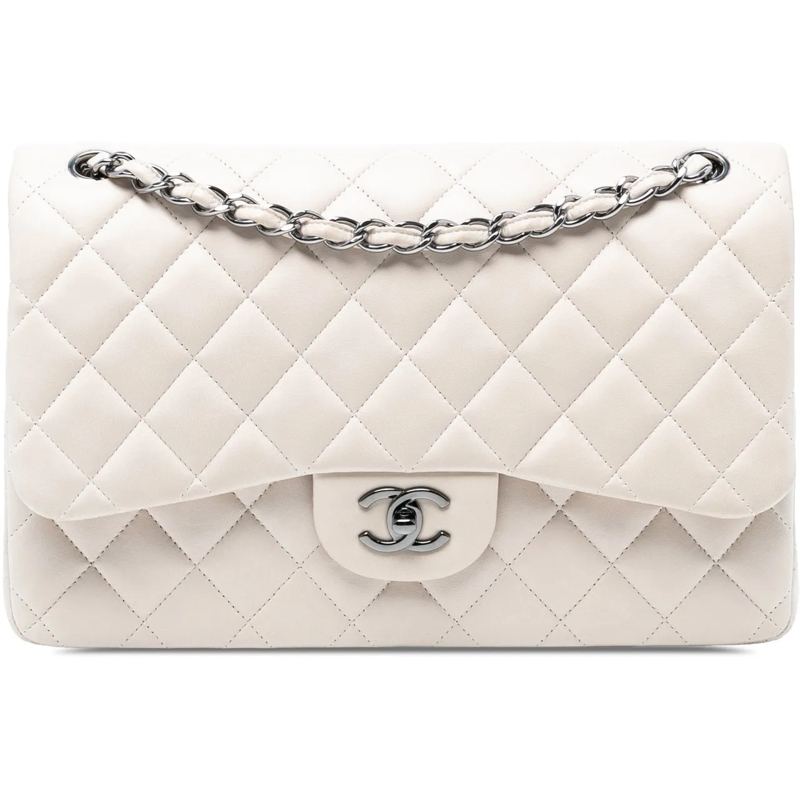 Chanel Sac à bandoulière Jumbo Classic Lambskin Double Flap weiß