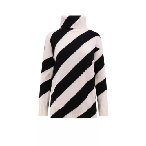 Valentino Striped Motif Virgin Wool Sweater Black 