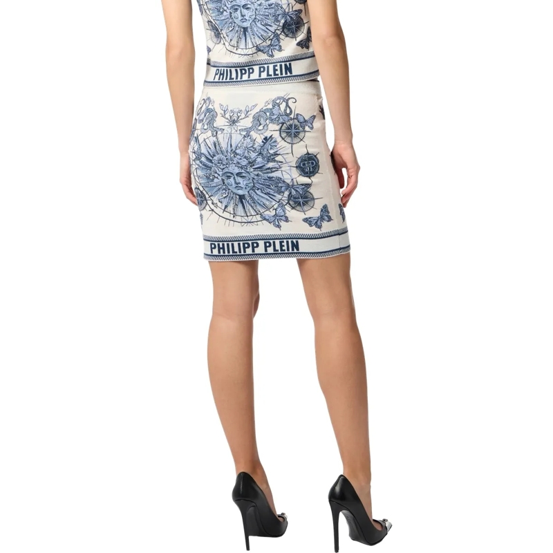 Philipp Plein Wollrock Knitted Mini Skirt Butterfly Tattoo hell-blau(Image 2)