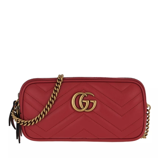 Gucci GG Marmont Mini Chain Bag Leather Red Crossbody Bag
