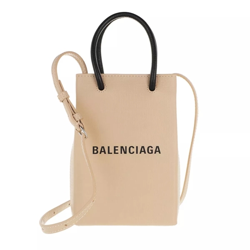 Balenciaga Shopping Phone Holder Bag Leather Light Beige Handytasche